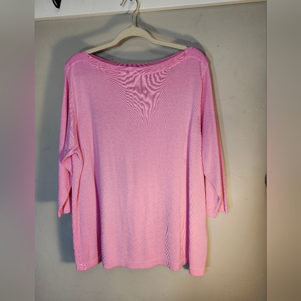 Real Clothes Pink Boat Neck Long Sleeve Spring/summer Lightweight Sweater Sz 2x